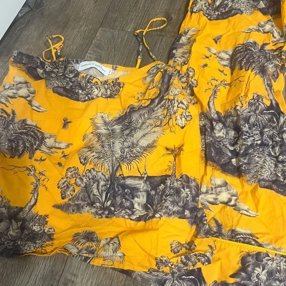 Desmond & Dempsey Yellow and Gray Printed outfit Set xs - Picture 6 of 9